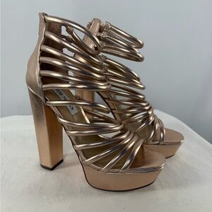 Steve Madden Strappy Platform Heels in Rose Gold Size 7.5